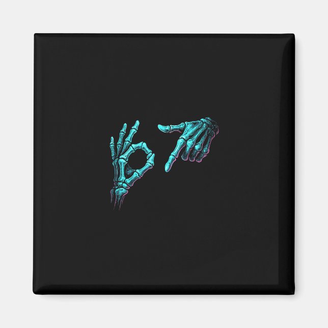 Rolig skelett-hand meme 67 Gen Alpha Halloween Si Magnet (Framsidan)