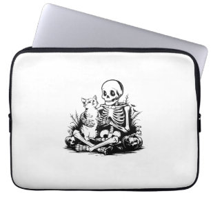 Rolig skelett katt skalle kitty söt katt goth hall laptop fodral