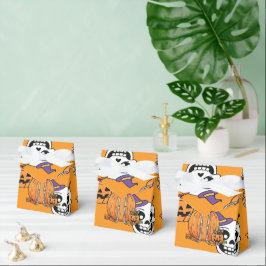 Rolig Skelett Och Godis För Halloween Presentaskar