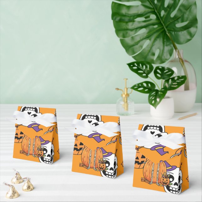 Rolig Skelett Och Godis För Halloween Presentaskar (Multipel)