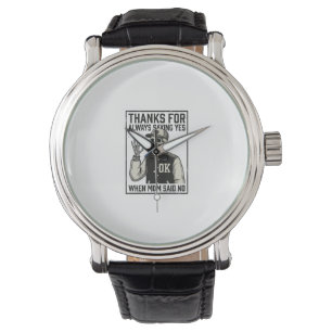 Rolig Skelett Pappa Säger Ja Vintage T-Shirt Desig Armbandsur