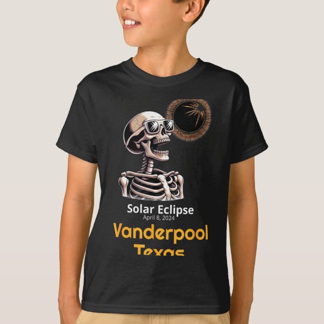 Rolig Skelett Solförmörkelse Vanderpool Texas T Shirt (Framsida)