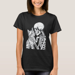 Rolig Skelett som Håller Katt Halloween Bus eller  T Shirt