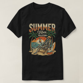 Rolig skelett som kopplar av på stranden / spöklik t shirt