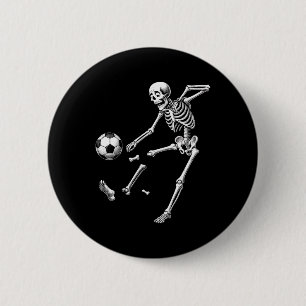 Rolig skelett som spelar fotboll, Halloween fotbol Knapp