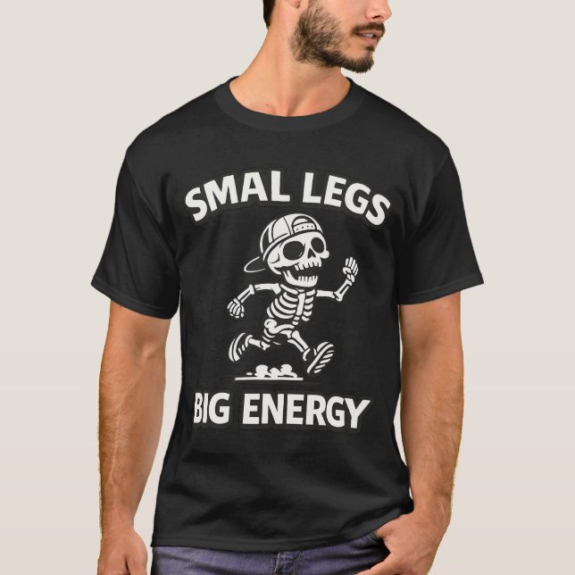 Rolig Skelett som springer - små ben stor energi T Shirt (Framsida)