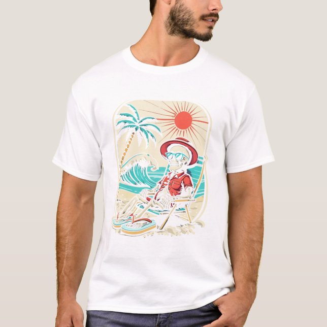 Rolig Skelett Sommar T Shirt (Framsida)