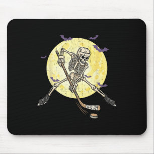 Rolig Skelett Spelar Hockey Rolig Halloween Män Musmatta