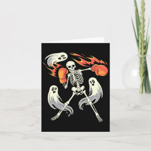 Rolig skelettboxning Älskare Kuslig Halloween Boxn Kort