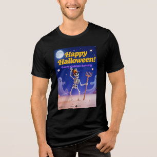 Rolig skelettdans med "Glad Halloween"-band T Shirt