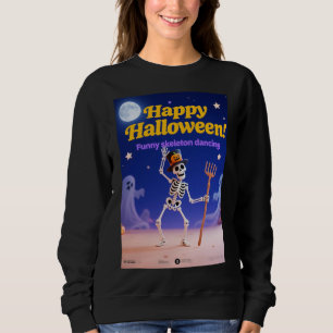 Rolig skelettdans med "Glad Halloween"-banderoll T Shirt