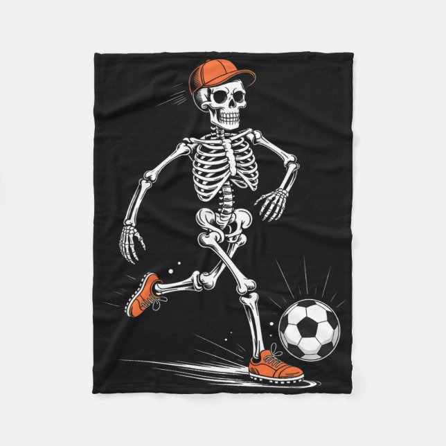 Rolig skelettfotboll män pojkar barn Halloween kos Fleecefilt (Framsidan)