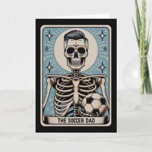 Rolig skelettfotbollspappa Tarotkort Halloweenpres Kort
