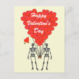 Rolig skelettromantikervalentines helg vykort