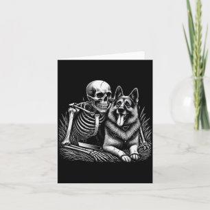 Rolig skelettskalle med tysk schäferhund kort
