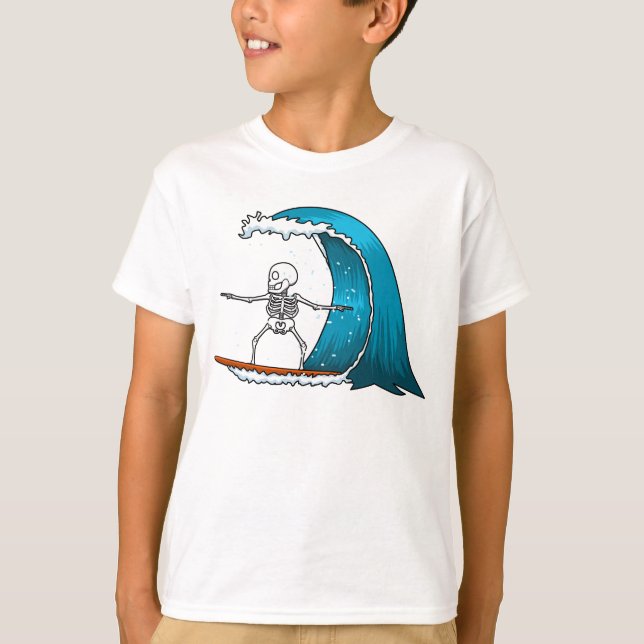 Rolig skelettsurfning t shirt (Framsida)