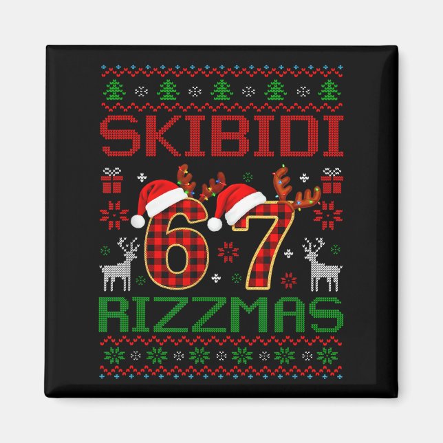 Rolig Skibidi Rizzmas Meme Fula Julstämningar Xm Magnet (Framsidan)