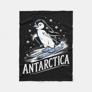 Rolig skidåkande pingvin Antarktis vintersemester Fleecefilt