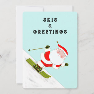 Rolig Skidåkande Tomte Julkort