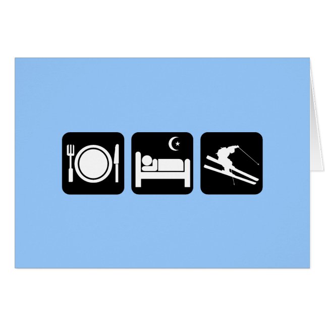 rolig skidåkning hälsningskort (Framsidan Horizontal)