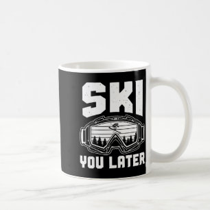 Rolig skidälskare du senare skidåkning vinter skid kaffemugg