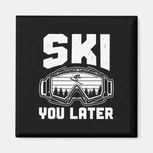 Rolig skidälskare du senare skidåkning vinter skid magnet