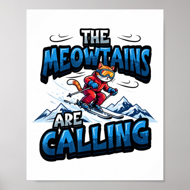 Rolig skidande katt fjällen kallar poster (Framsidan)