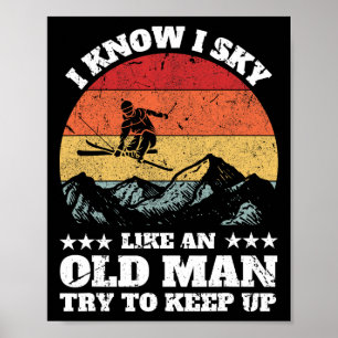 Rolig skidkonst för farfar män som åker nordisk sk poster