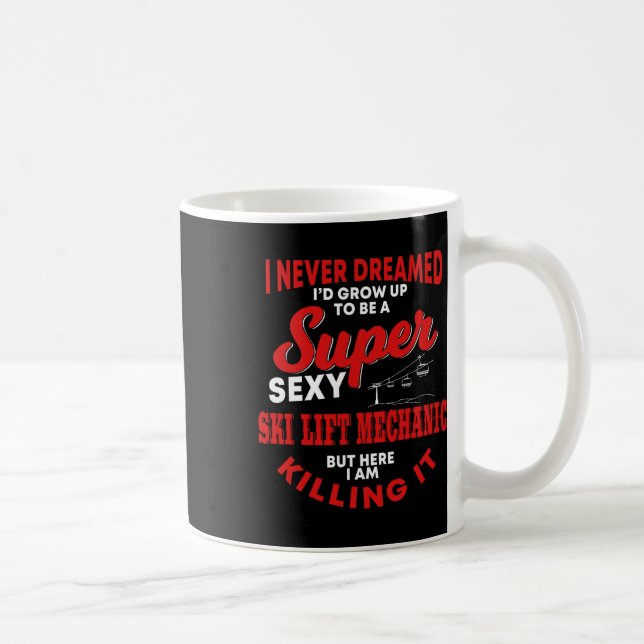 Rolig skidliftmekaniker kostym skidåkning stollift kaffemugg (Höger)
