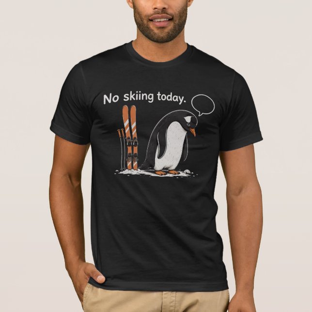 Rolig Skidpenguin Introvert Grafisk Tröja (Framsida)