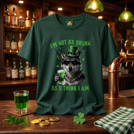 Rolig skoggrön Jag är inte så berusad varg St Padd T Shirt