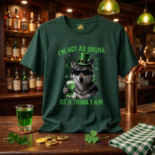 Rolig skoggrön Jag är inte så berusad varg St Padd T Shirt