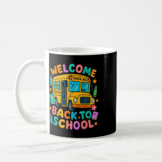 Rolig skolbuss välkommen tillbaka till skolan lära kaffemugg