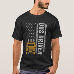 Rolig skolbussförare USA amerikansk flagga för bus T Shirt