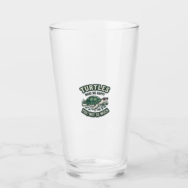 Rolig Sköldpadda Gör Mig Glad Vintage  Glaskopp (Framsida)
