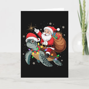 Rolig Sköldpadda Jul Tomte Ridning Havssköldpadda  Kort