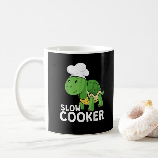 Rolig Sköldpadda Långsam Kokare Kock Matlagning La Kaffemugg (Med munk)