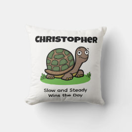 Rolig Sköldpadda Långsam Och Stabil Anpassat Namn Kudde