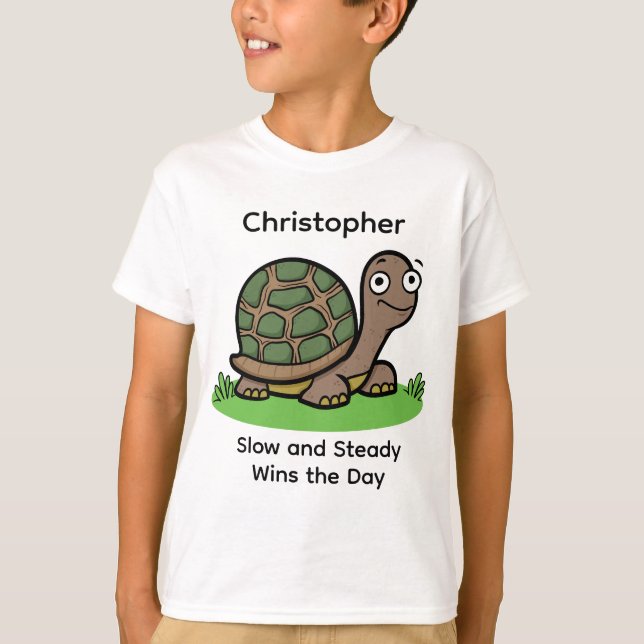 Rolig Sköldpadda Långsam Och Stabil Anpassat Namn T Shirt (Framsida)