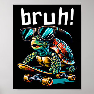 Rolig Sköldpadda På Skateboard Skateboardåkning So Poster