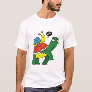 Rolig Sköldpadda Ridande Sniggel Tecknad T-Shirt