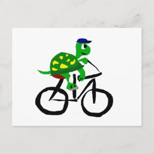 Rolig sköldpaddaridningcykel vykort