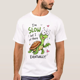 Rolig Sköldpadds Motivations Citat Tecknad Design T Shirt