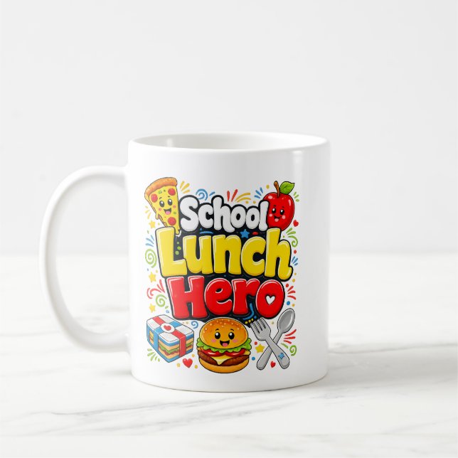 Rolig skolmåltids Hjälte Cafeteriaarbetare Barn Ma Kaffemugg (Vänster)