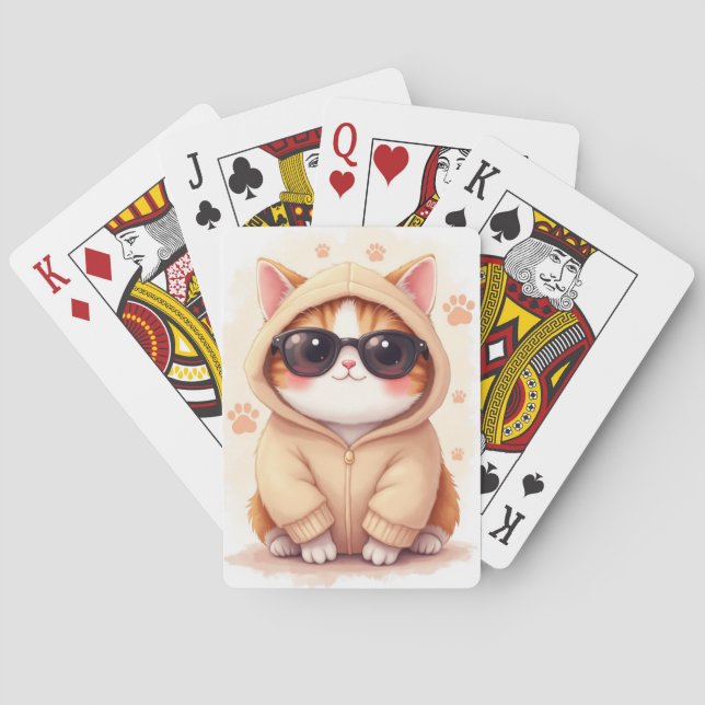 Rolig skotsk fold kawaii katt casinokort (Baksidan)