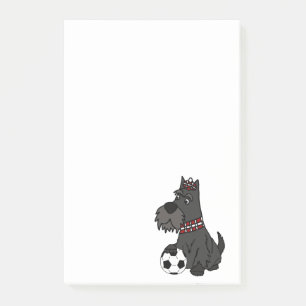 Rolig skotsk Terrier som leker fotbolltecknaden Post-it Block