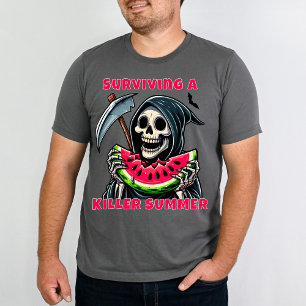Rolig Skräck Döden Vattenmelon Summerween T Shirt
