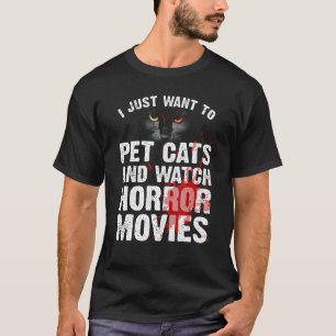 Rolig Skräckfilm För Män Kvinnor Kattälskare Hallo T Shirt