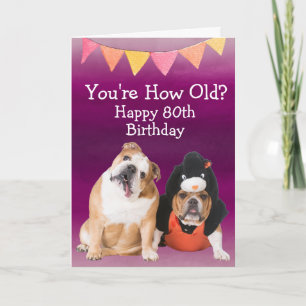 Rolig skräddarsydd 80-årsdag från din Bulldog Kort
