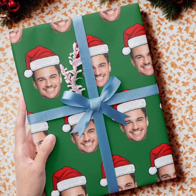 Rolig skräddarsydd ansiktshelgpresent Santahatt Presentpapper (Skapare uppladdad)